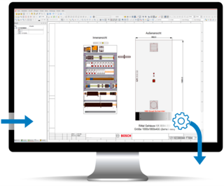 Bildschirm mit der Montageplanung eines Schaltschrankes